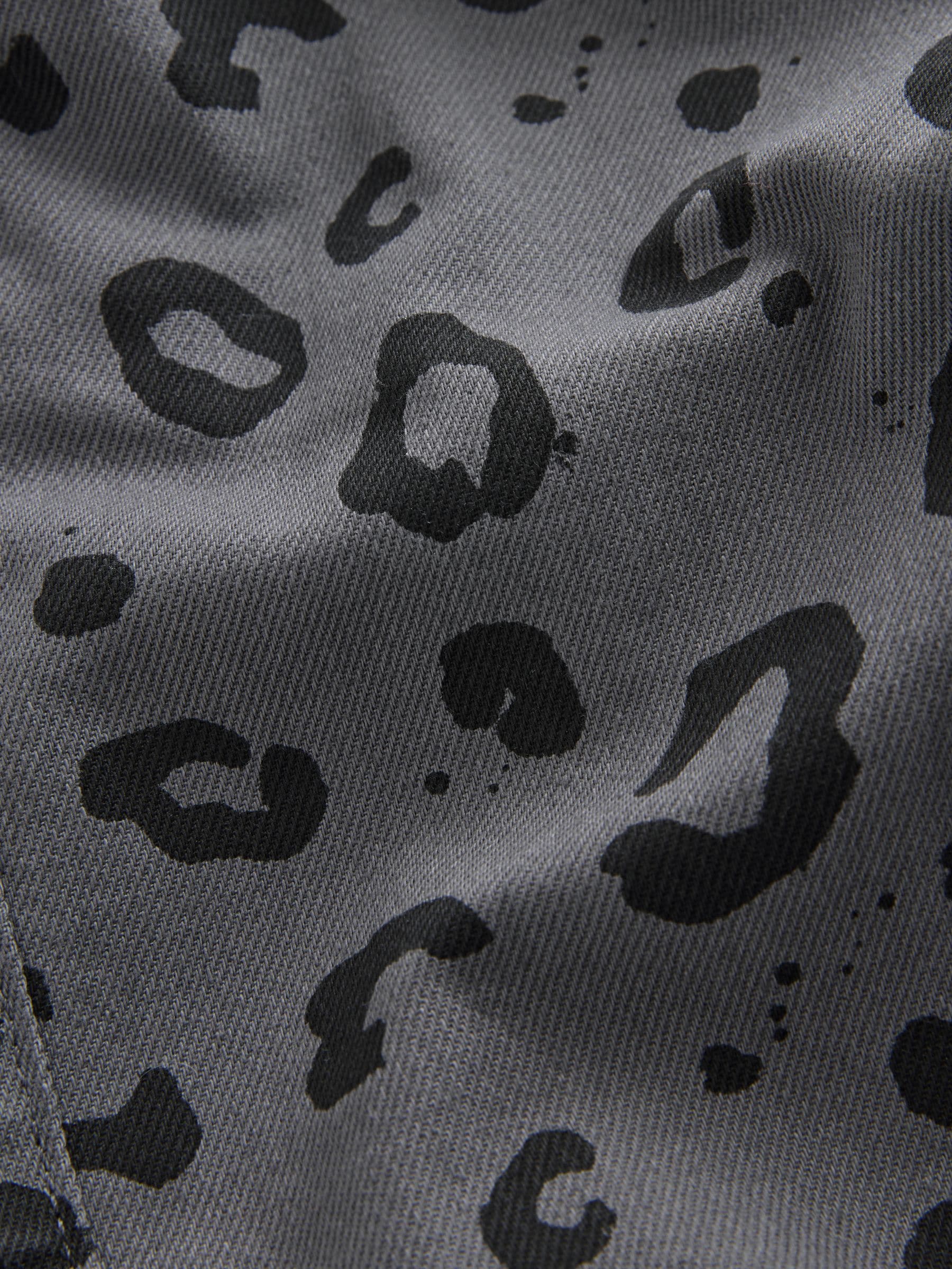 Antracietgrijs luipaardprint - Wijde broek met elastische taille (3mnd-7jr)