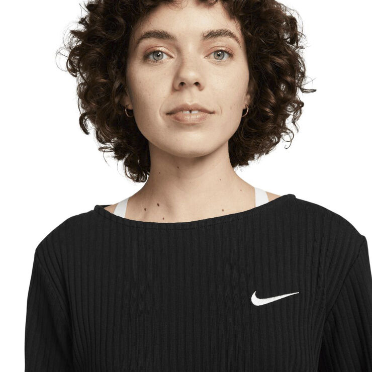 Nike sportswear ribbed jersey long sleeve top Black