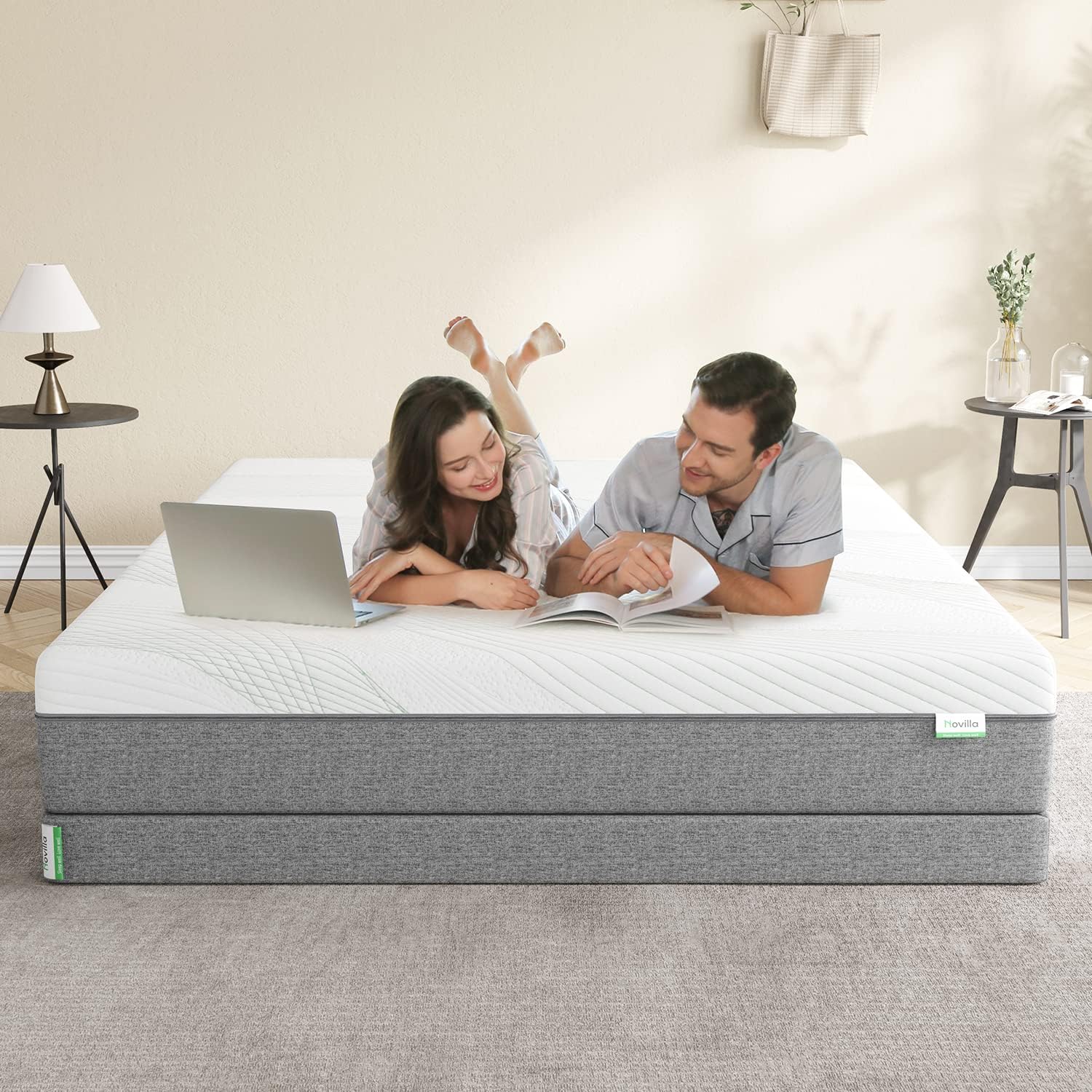 Novilla King Boxspringbett, 10,2 cm Metall King Size Boxspringstützen für alle Arten von Matratze/Extra Starke Unterstützung & rutschfest, Kein Lärm, Einfache Montage