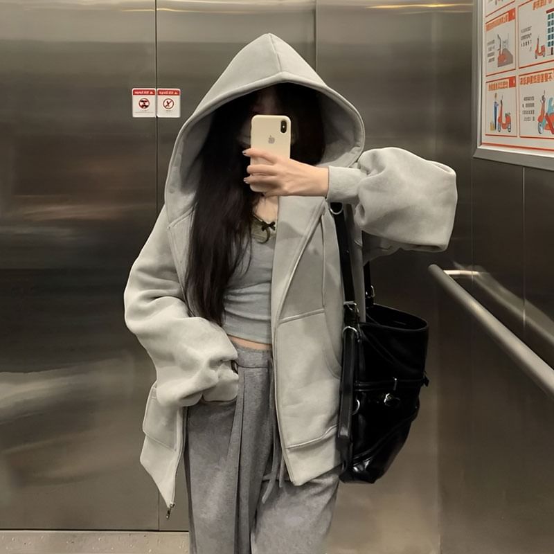 Hazie - Effen oversized hoodie met rits