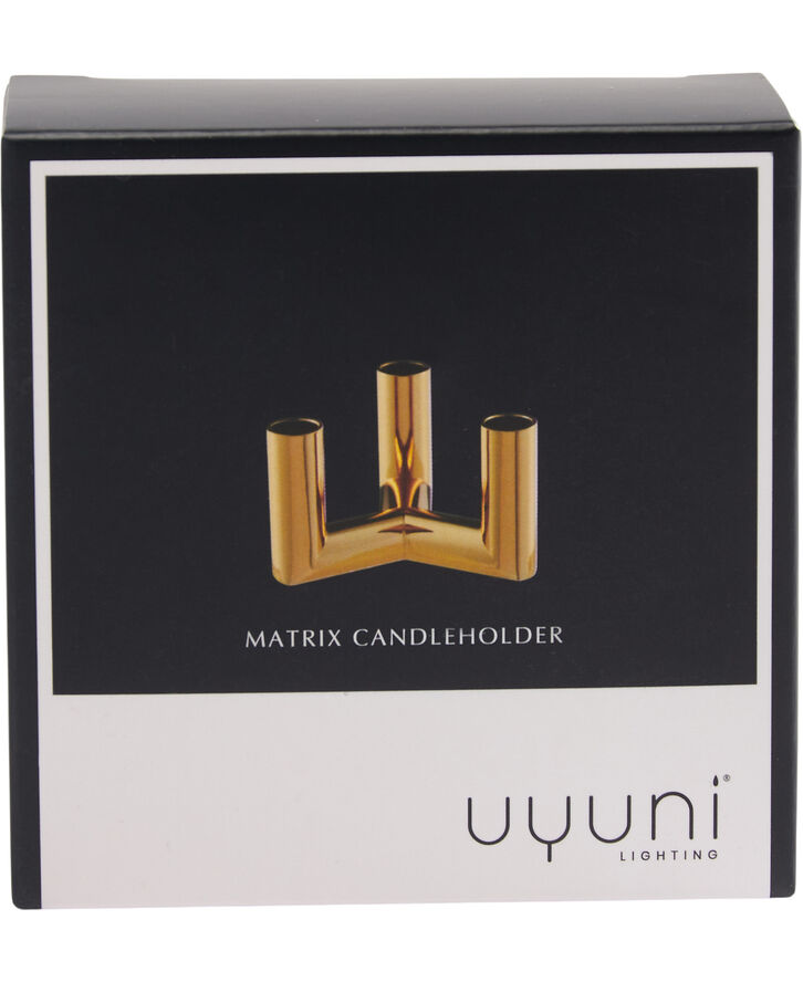 Uyuni MATRIX Candle Holder - 3'arm Mini Taper - Brass - 7,5 x 4,5 Guld