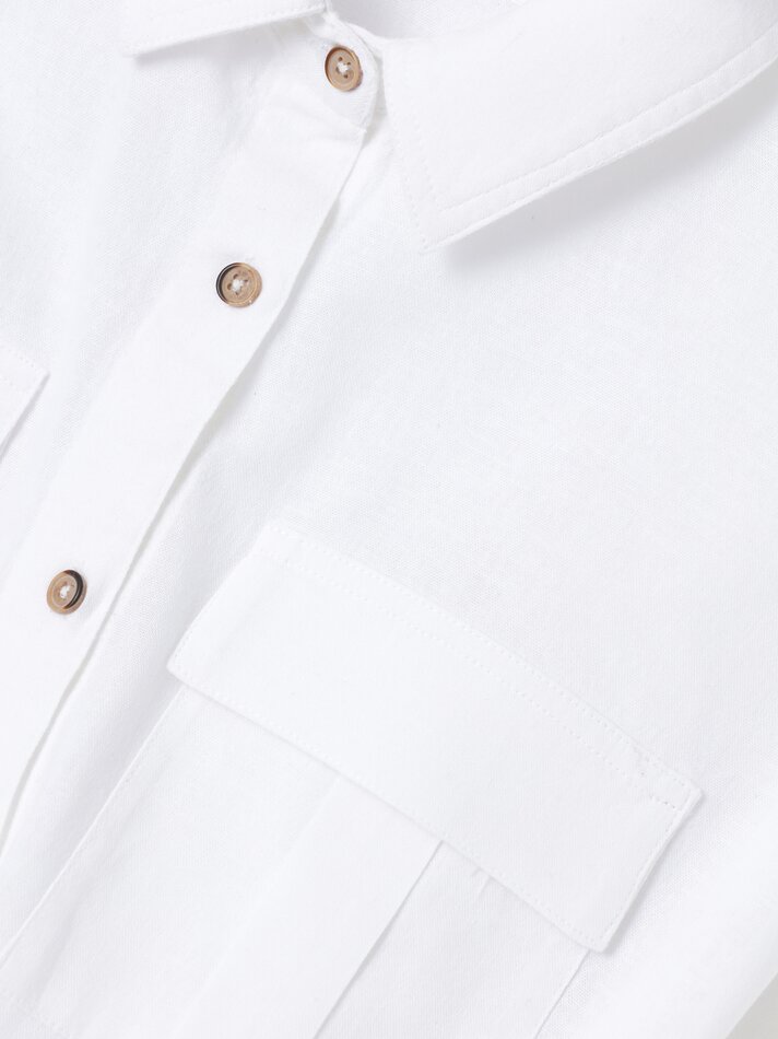 Camisa rústica de manga curta - Branco-sujo