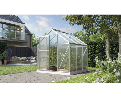 Vitavia Comet 3800 kas, 4 mm dubbelwandige polycarbonaat panelen, inclusief fundering, 195x195 cm, geanodiseerd aluminium