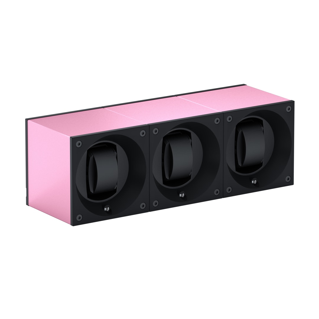 SwissKubik Masterbox Aluminium Rosa - 3 Uhren
