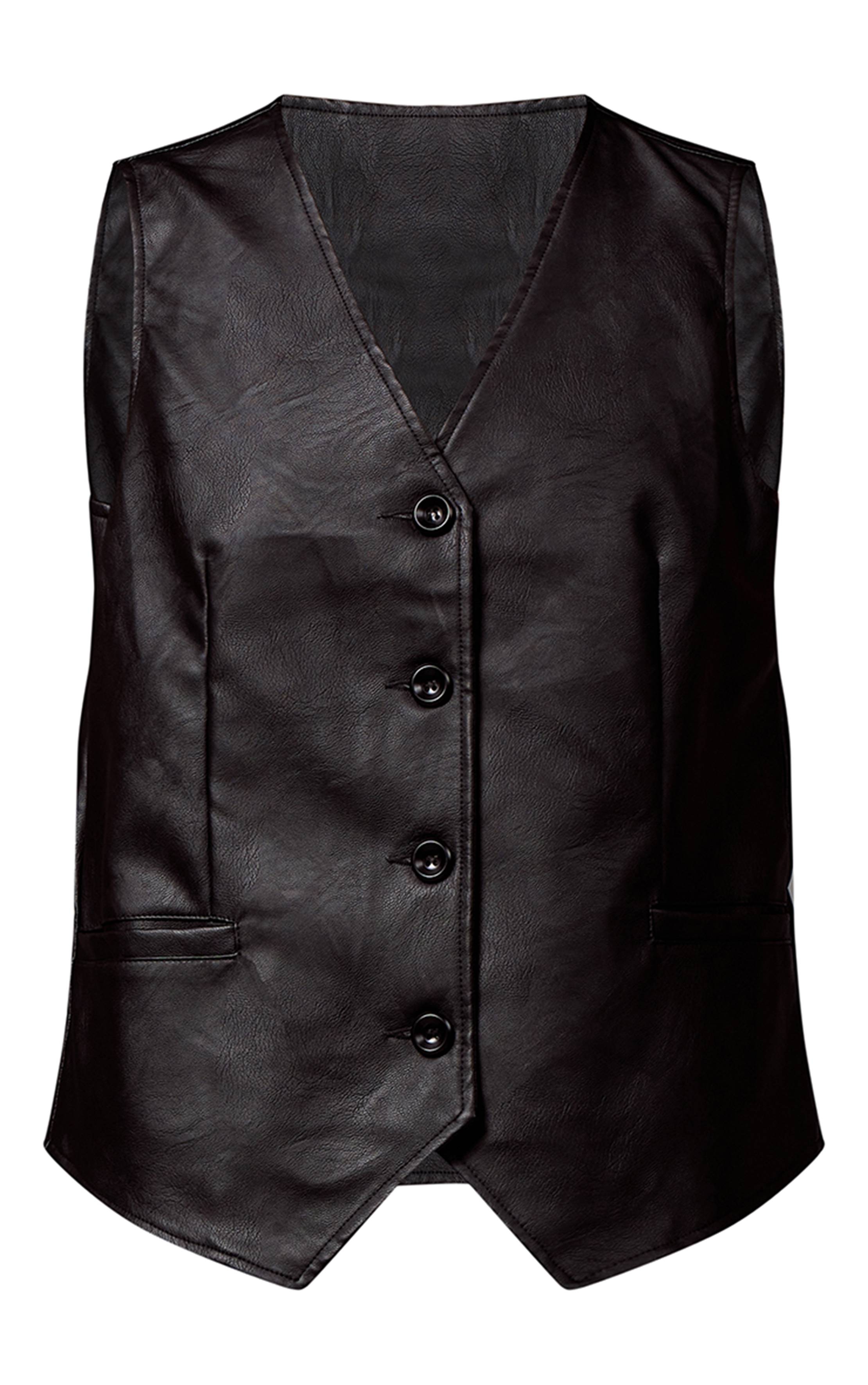 Noir Gilet Long Oversize En Synthétique