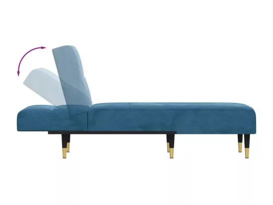 Chaise longue bleu velours