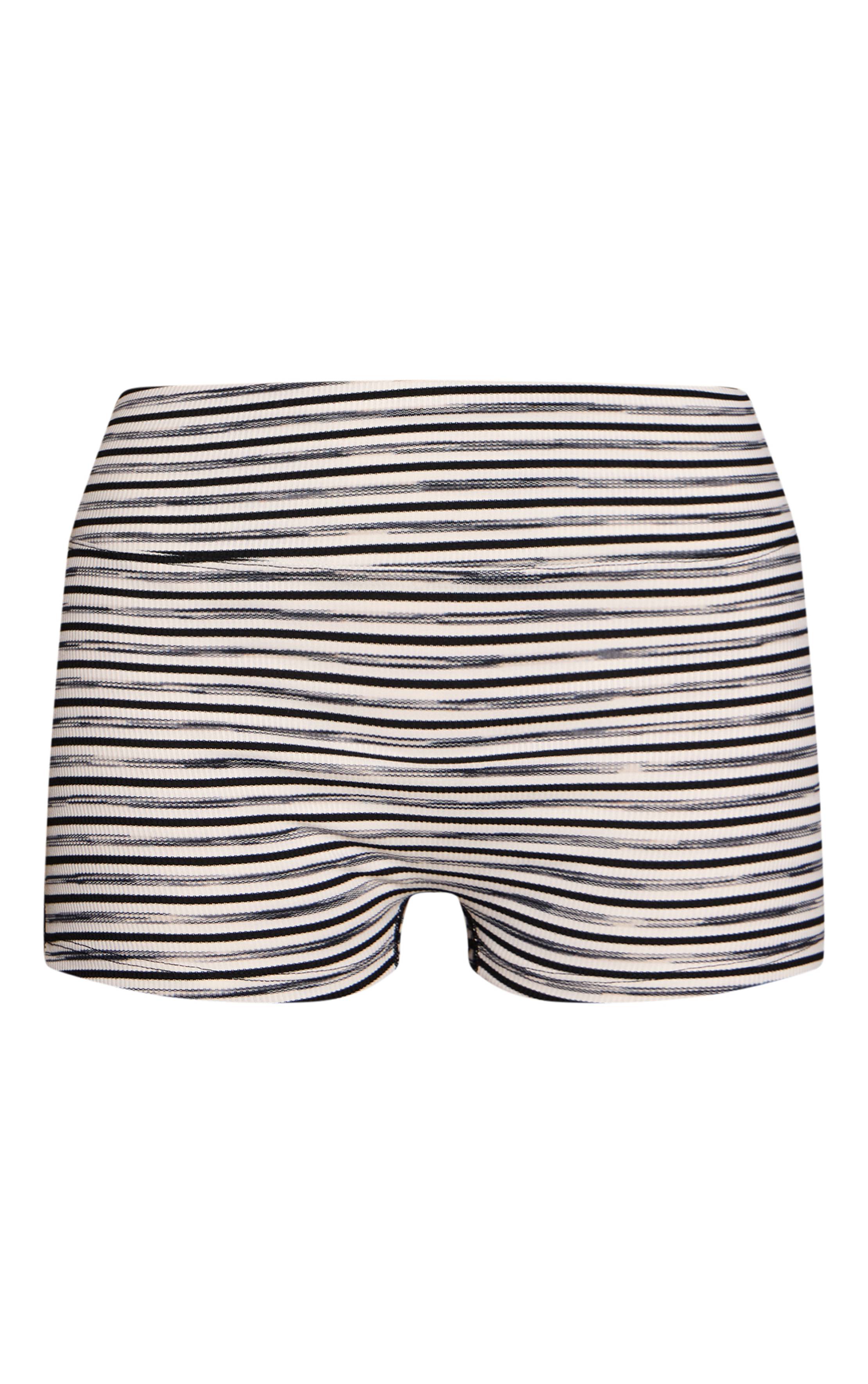 Multicolore Short Moulant Côtelé Doux À Rayures
