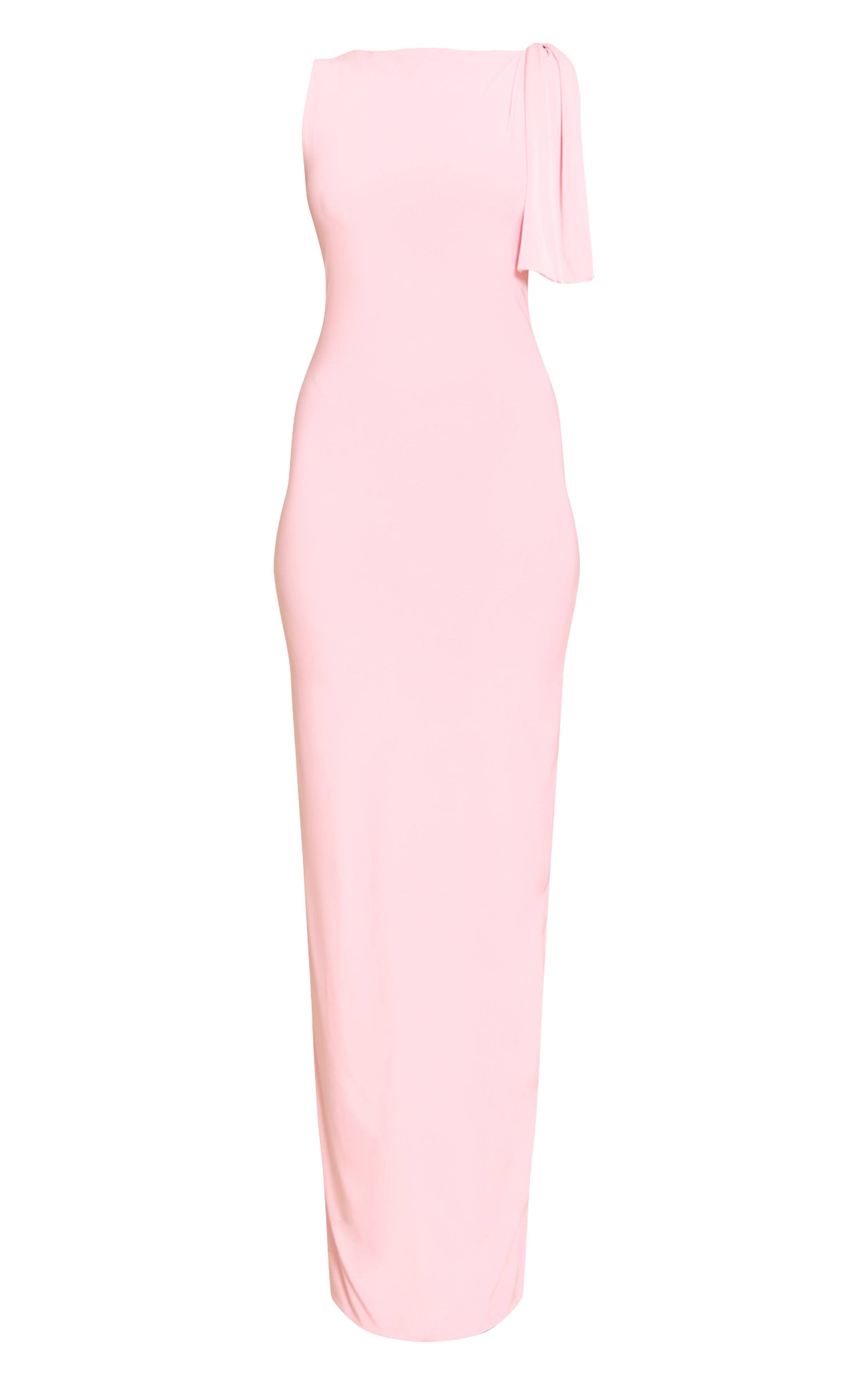 Rose Bébé Robe Midaxi Drapée Avec Nœud En Tissu Slinky
