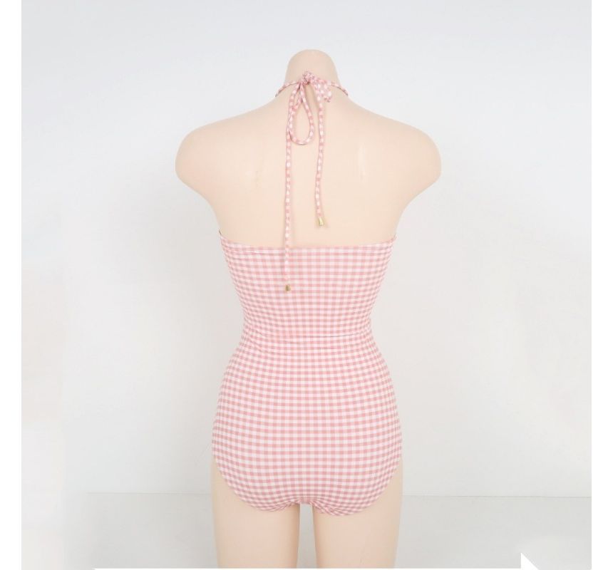 Honolulu - Halter Gingham Trekkoord Badpak