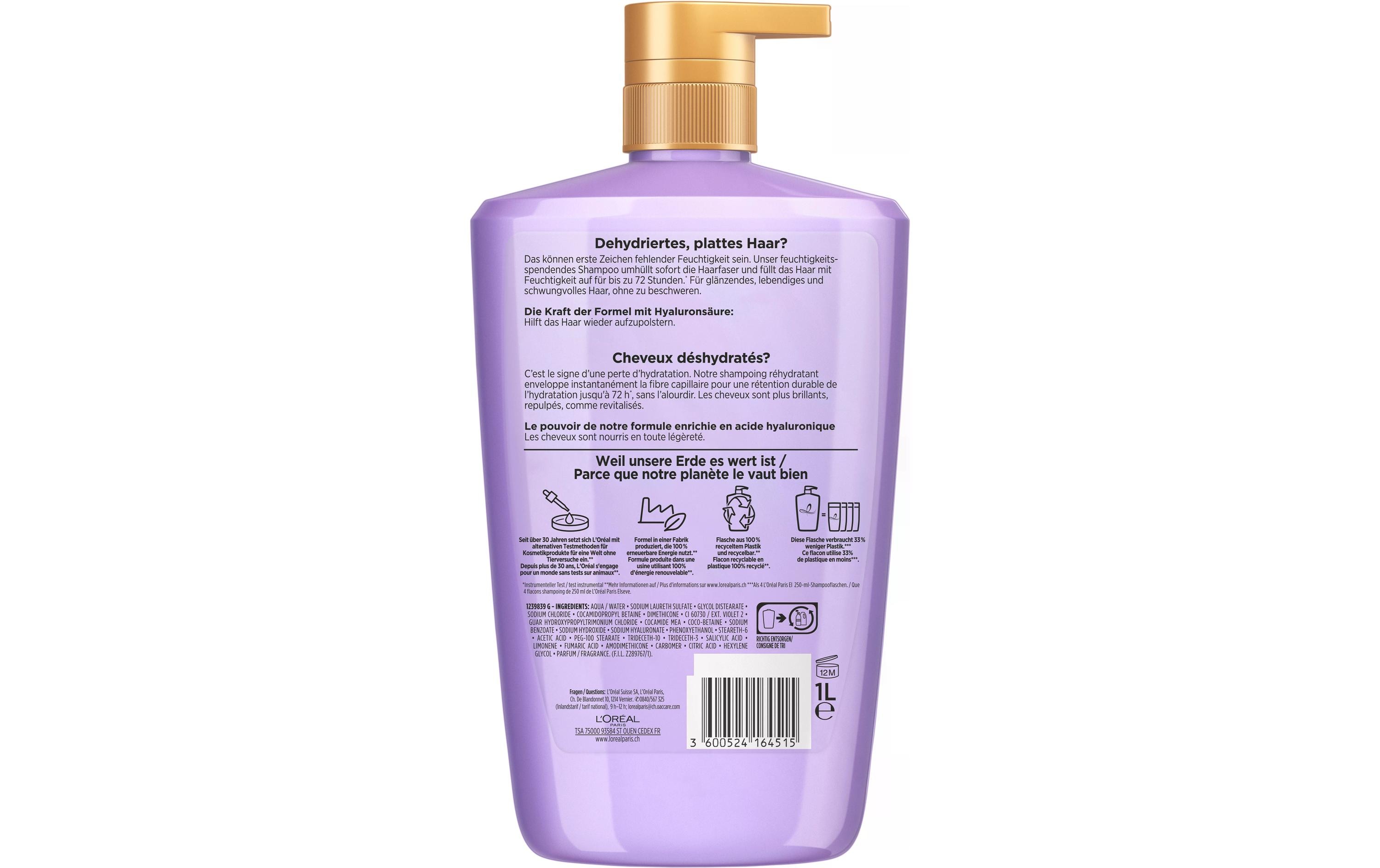 Shampoo Hydra Hyaluron 1 l FormatHaarshampoo versorgt Kopfhaut und Längen mit der nötigen Feuchtigkeit