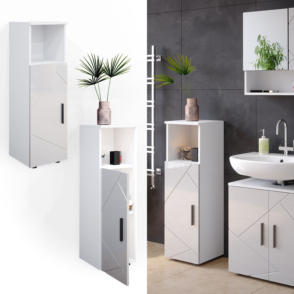 Vicco Midischrank Badschrank Badezimmerschrank Irma 3 Fächer 1 Tür Weiß /HGL