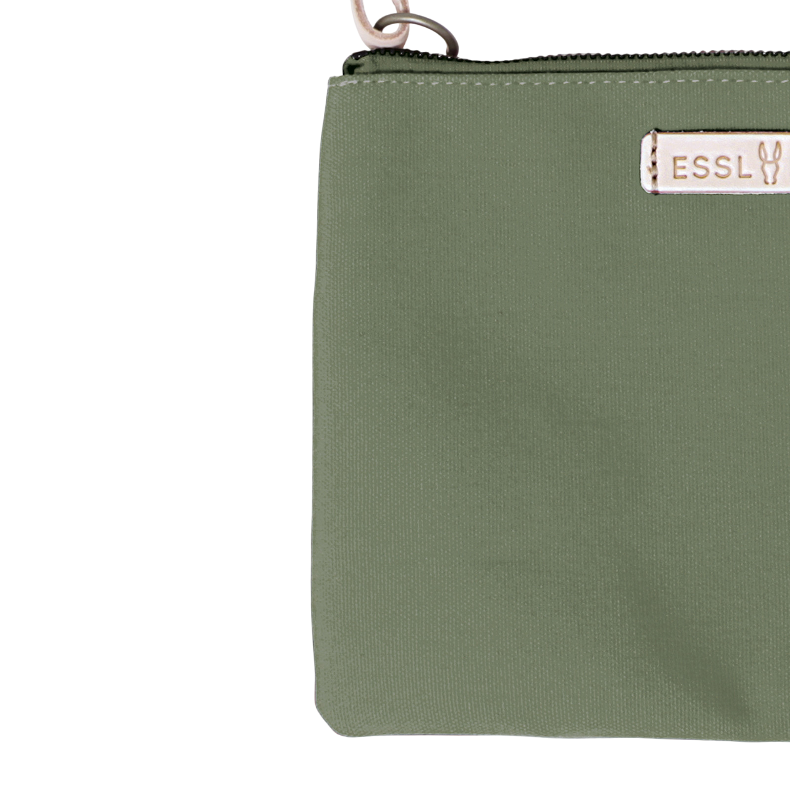 Clutch Charlie Oliv, Leder Natur