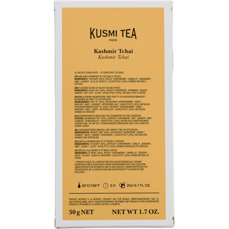 Thé noir Kashmir Tchaï Bio Kusmi Tea - Boîte de 25 sachets