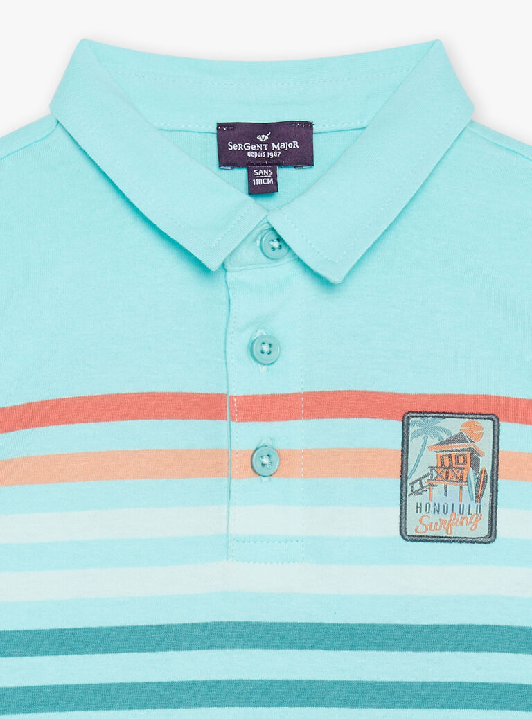 Polo turquoise à motif à rayures