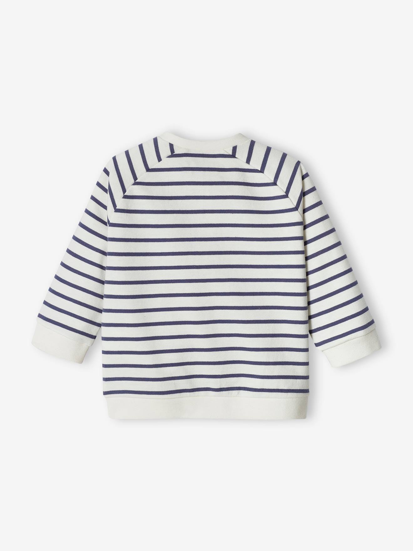 Blusa de moletom listrada para bebê, listras azuis