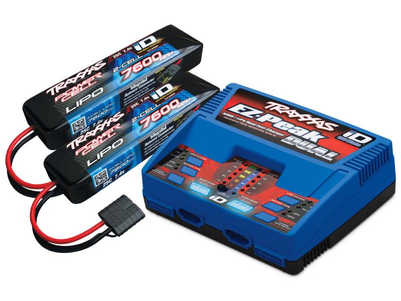 Traxxas Dual-Ladegerät Combo EZ-Peak 8A & 2x LiPo-Akku 2S 7 100-W-Ladegerät inkl. zwei LiPo-Akkus
