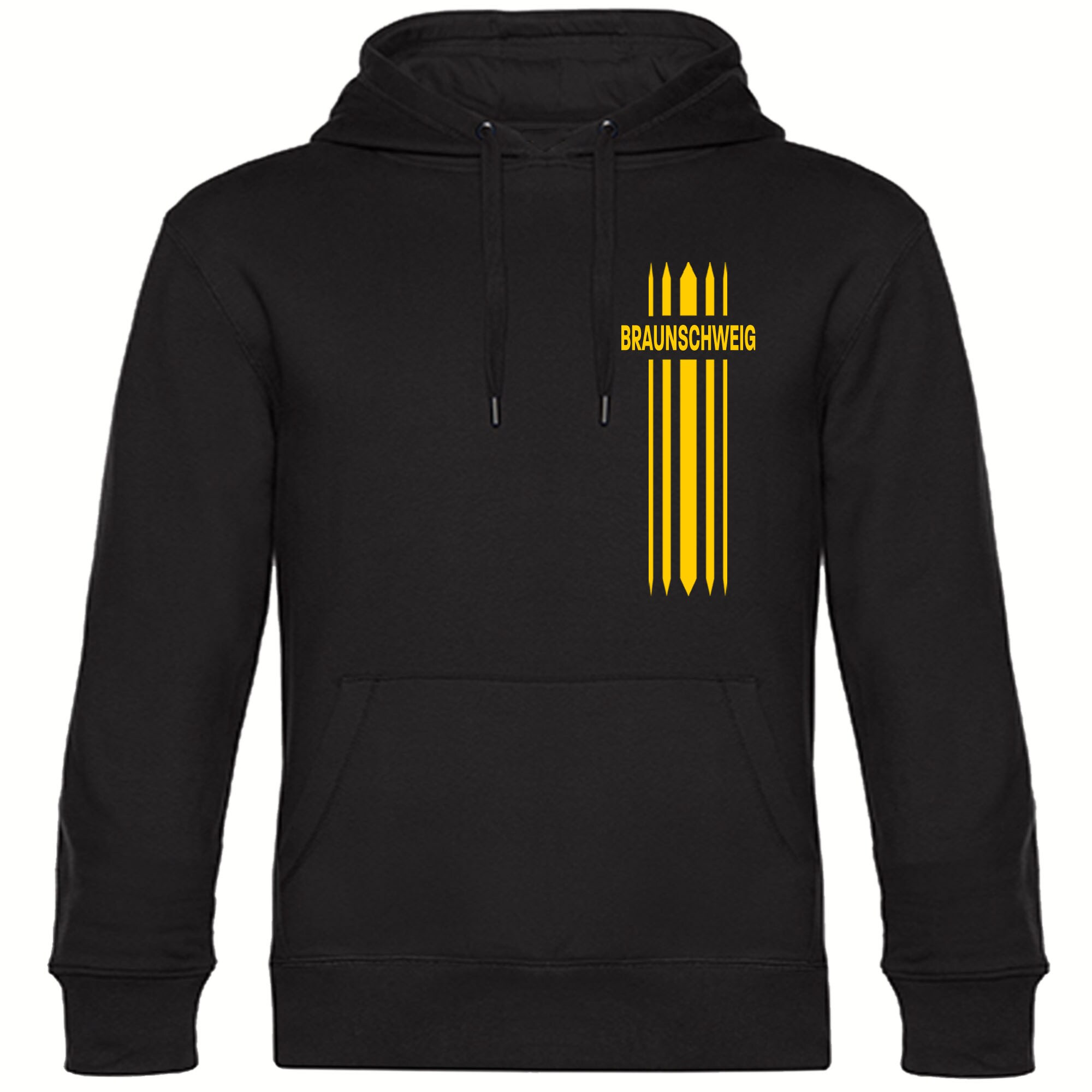 multifanshop® Kapuzen Sweatshirt - Braunschweig - Streifen - Druck gelb