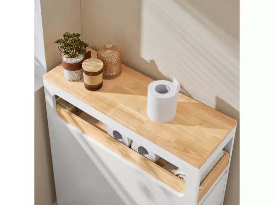 Meuble de Rangement Étroit sur roulettes Rangement Polyvalente avec 1 Plateau Amovible, BZR54-W