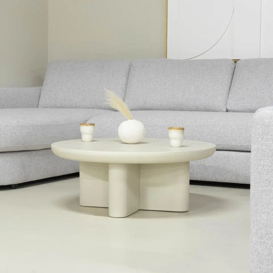 Salontafel Rond 90cm - Beige Betonlook - Miso