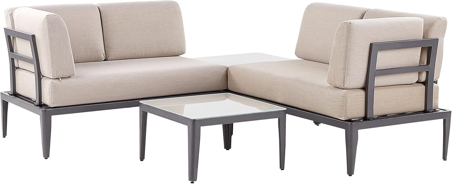 Beliani Modernes Outdoor-Lounge-Set Aluminium grau/beige für 6 Personen modern Rima III