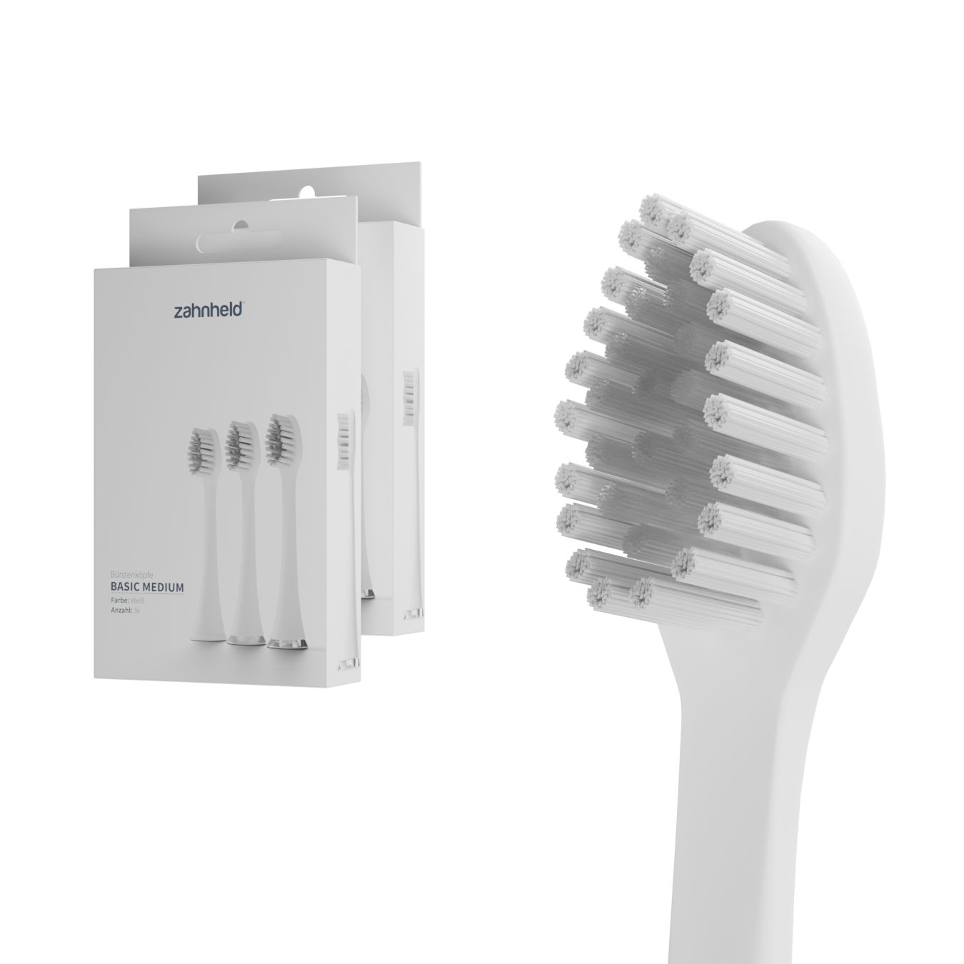 Zahnheld Bürstenkopf Basic Medium weiß (6 Stück)