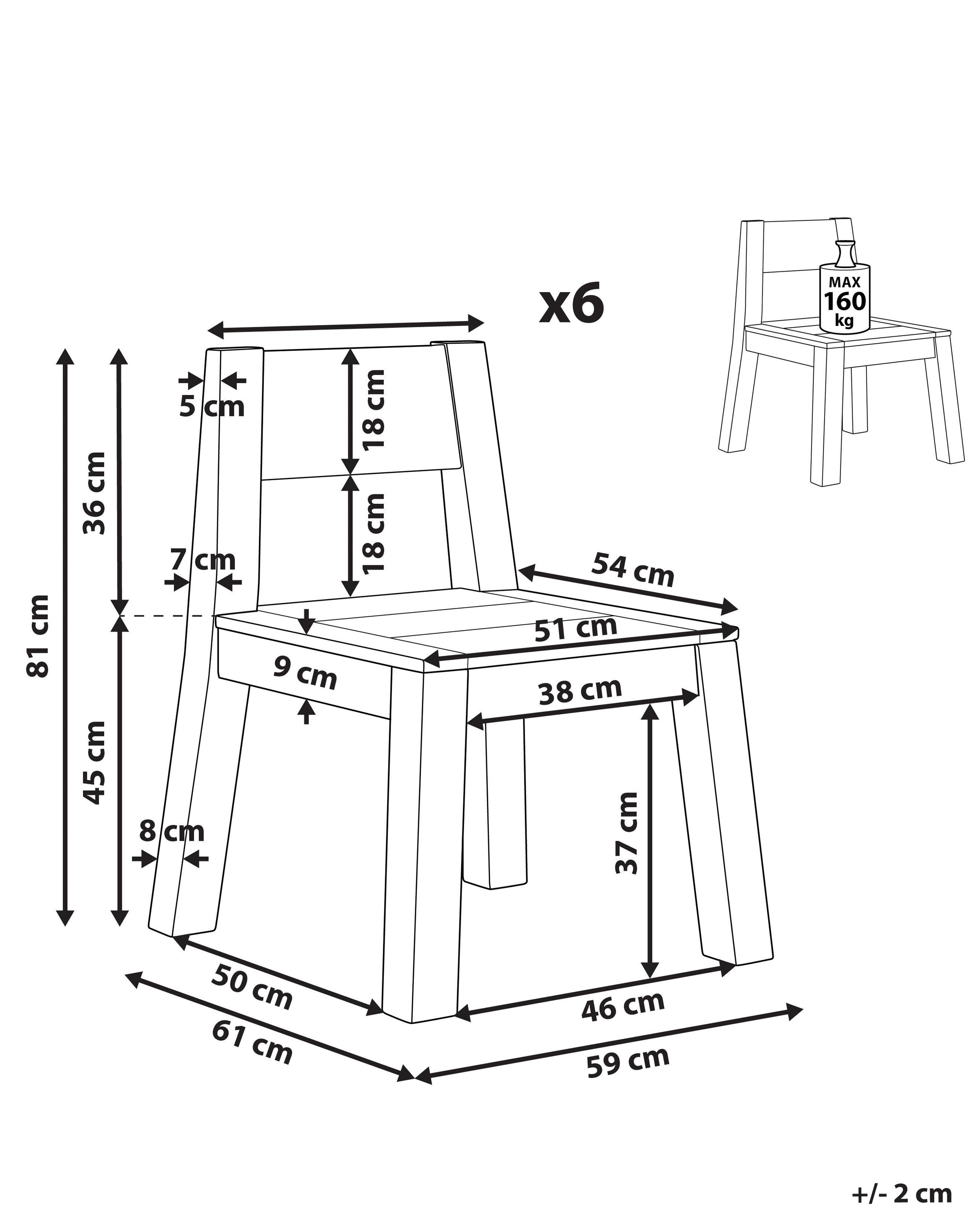 Set van 6 tuinstoelen LIVORNO Acaciahout Bruin