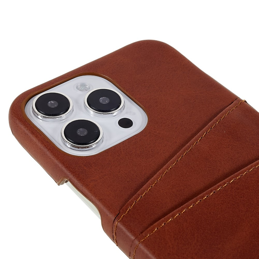 iPhone 14 Pro Leder Hülle Snap Case   Kartenfach - Braun