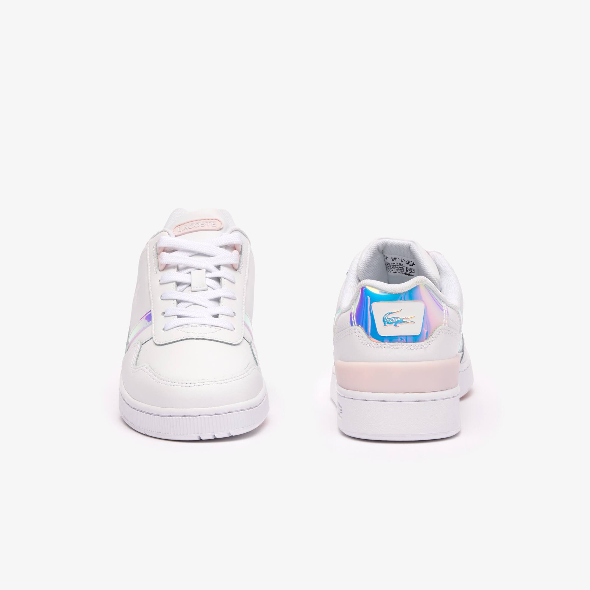 Sneakers T-Clip femme en cuir à détails pastel Sneakers - Blanc - Lacoste - Femme