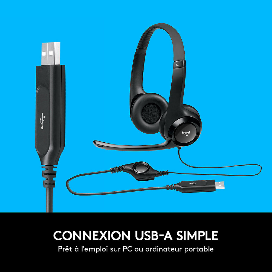 Logitech USB Headset H390 - Noir