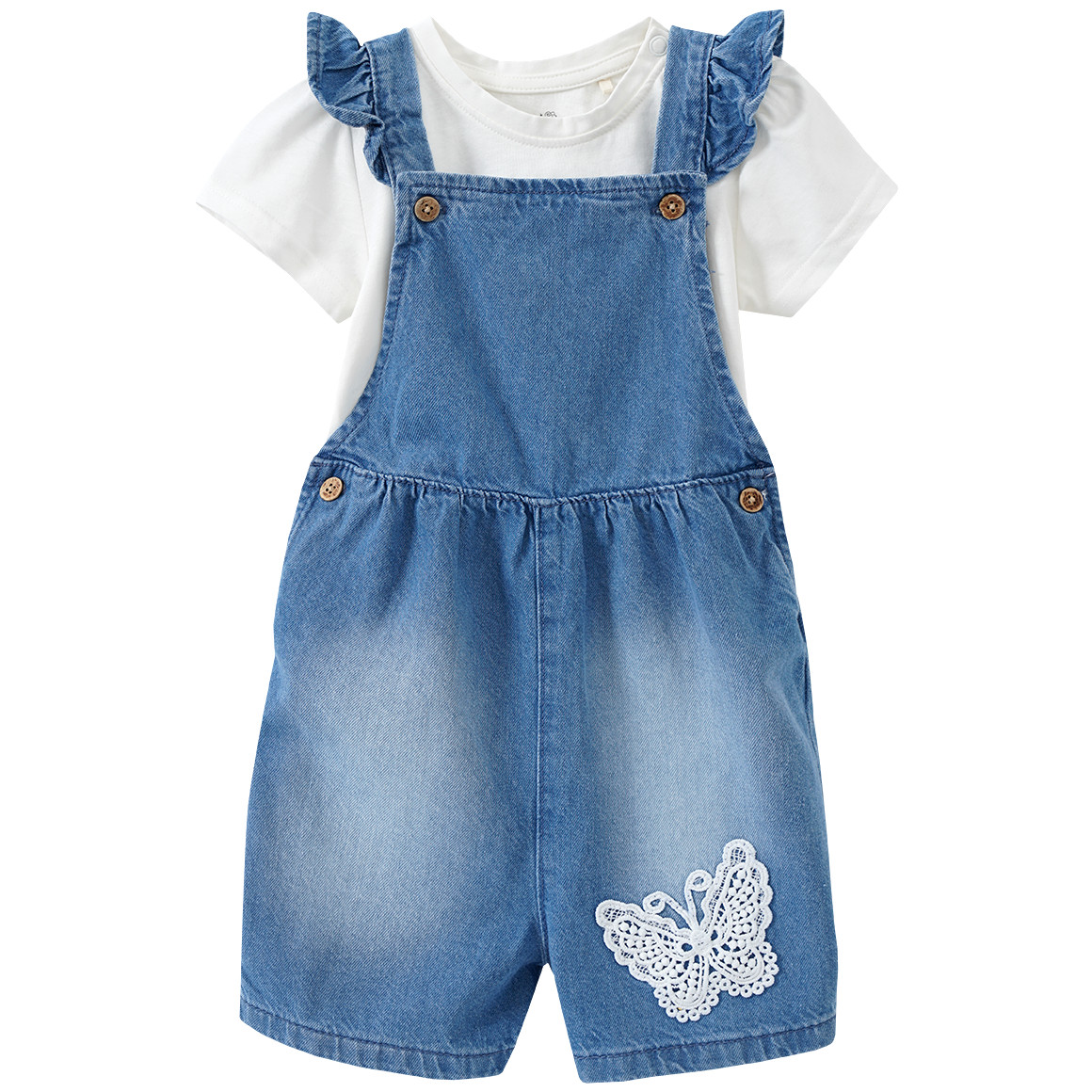 Topomini Baby Latzhose mit T-Shirt aus Baumwolle blau / weiss