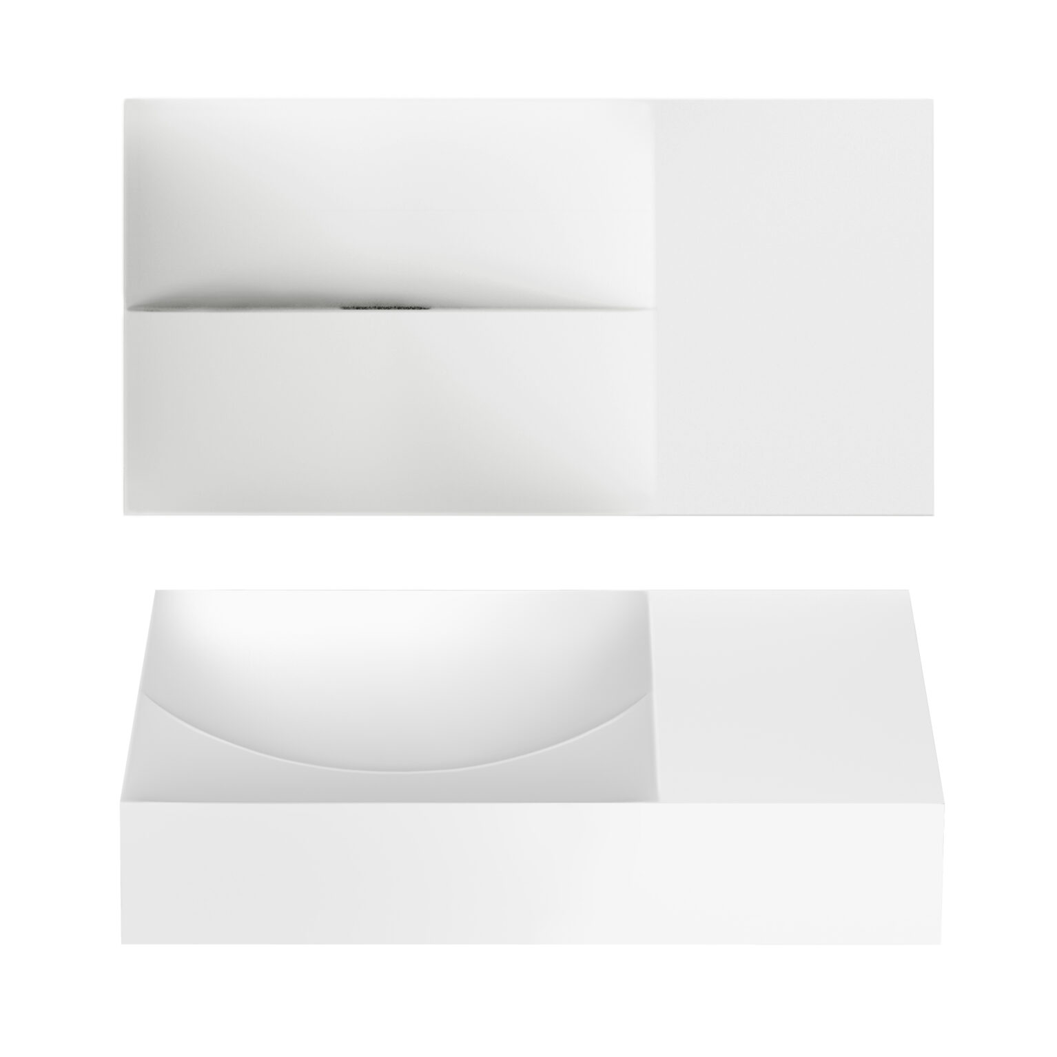 Clou Vale fontein solid surface 38cm zonder kraangat rechts wit mat