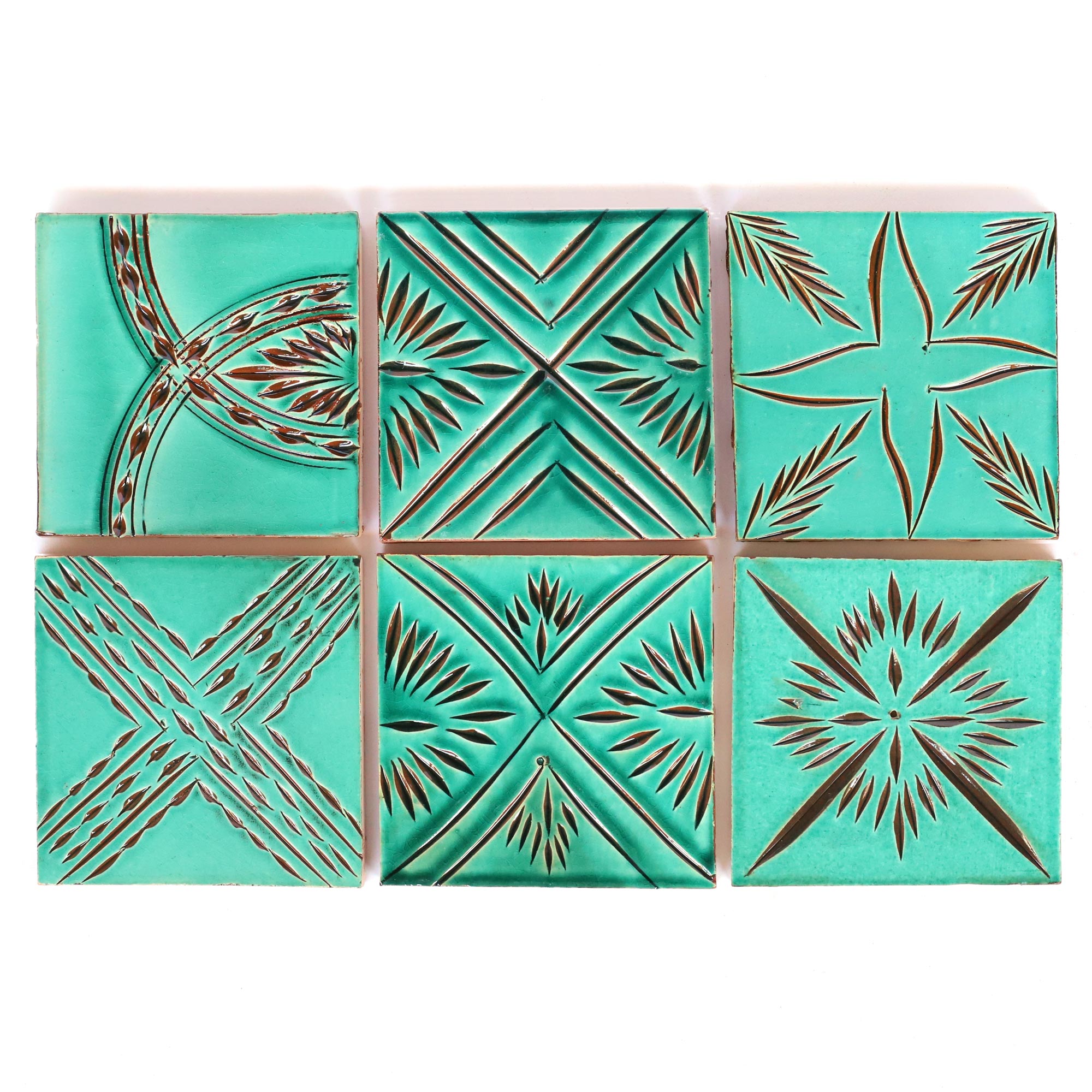 Kachel 'Jeu de moulin turquoise', türkis, T 10 cm, B 10 cm, H 1 cm von fischer's lagerhaus