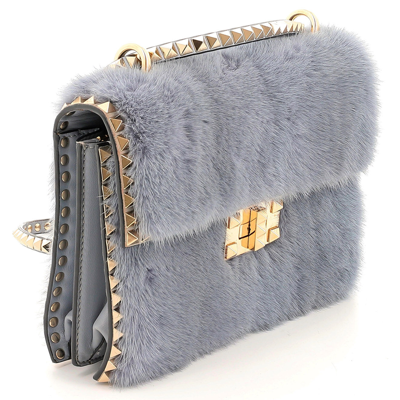 Valentino Sac bandoulière Rockstud bi-matière bleu Etat: Parfait état - Longueur 21 cm