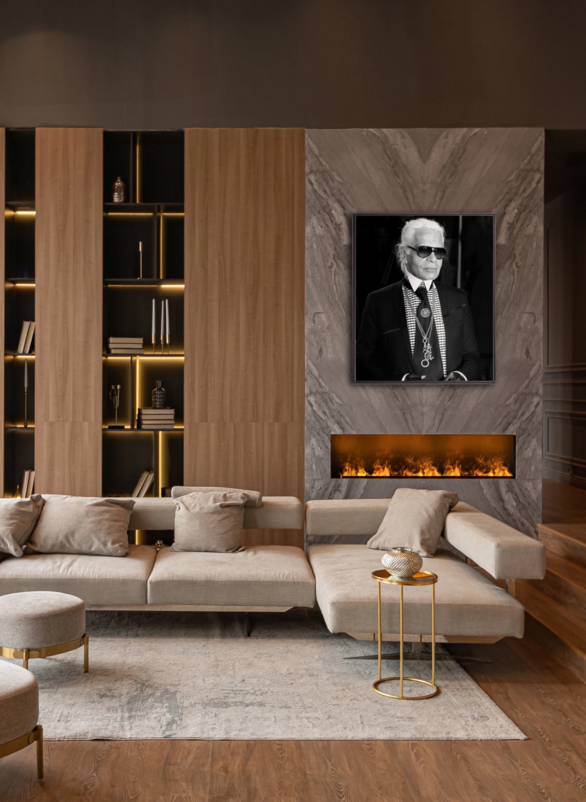 JACOB BADEN Wandbild KARL LAGERFELD B&W mit Rahmen