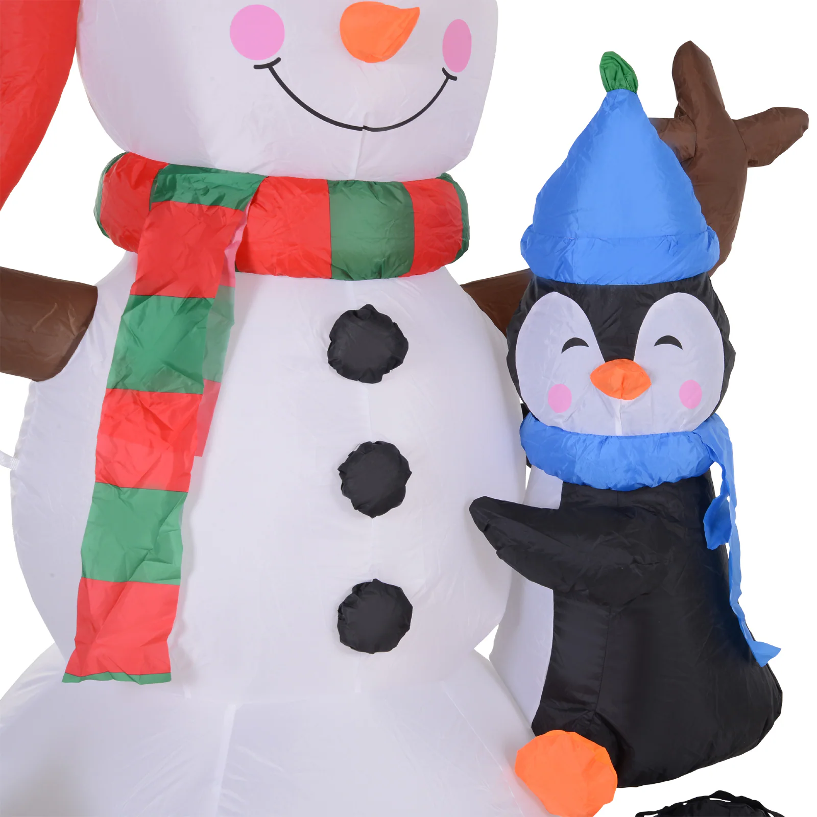 HOMCOM Aufblasbarer LED Schneemann mit 3 Pinguinen bunt 140 x 70 x 180 cm (BxTxH)