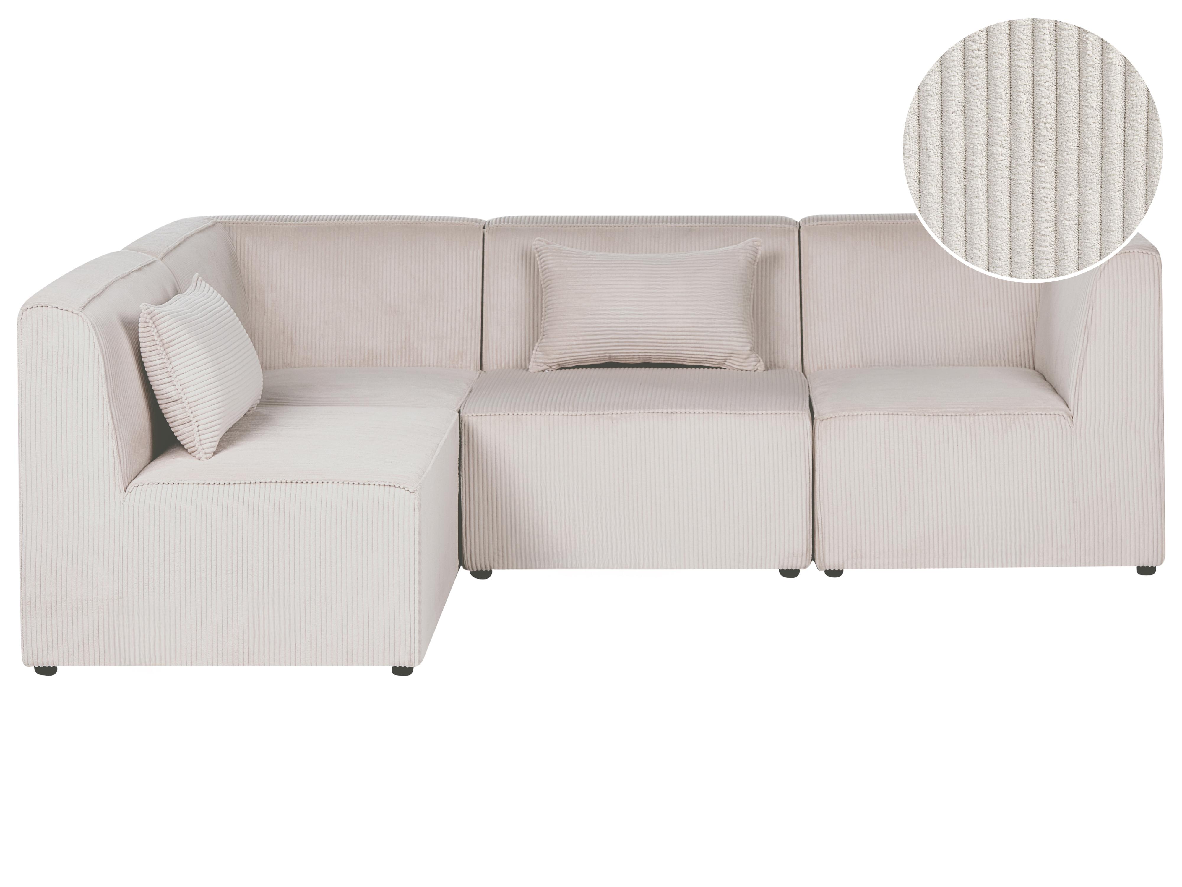 Modulaire hoekbank 4-zits LEMVIG Corduroy Beige rechtszijdig