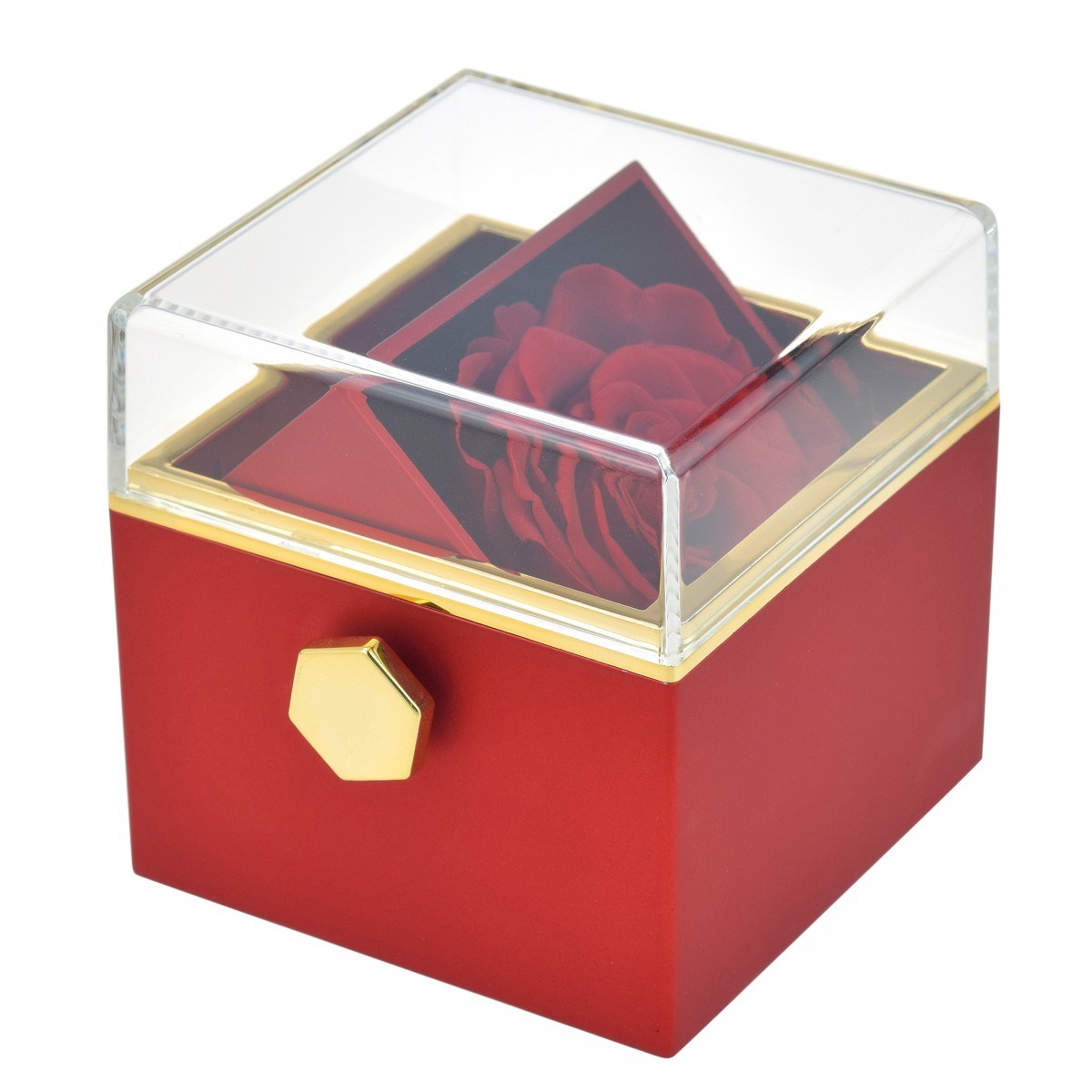 Coffret bague et roses éternelles rouge