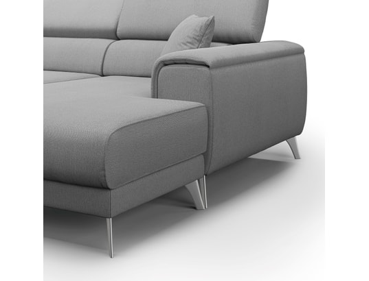 DIVANI.STORE - Canapé d'angle fusion droit gris 4 places