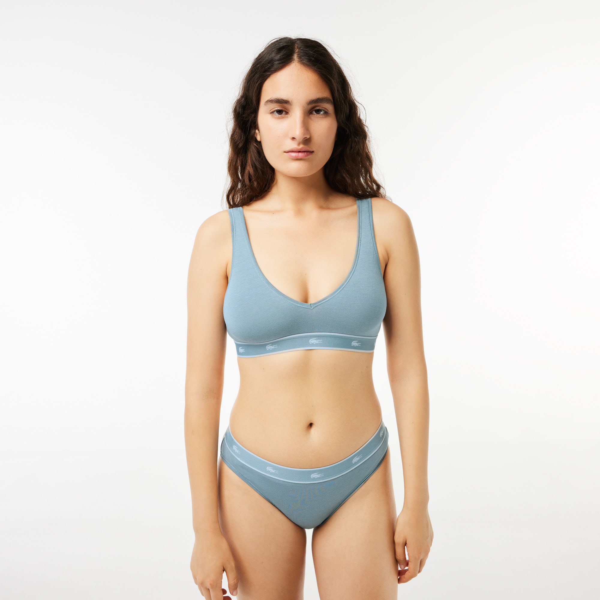 Brassière triangle en coton stretch Brassières - Gris - Lacoste - Femme