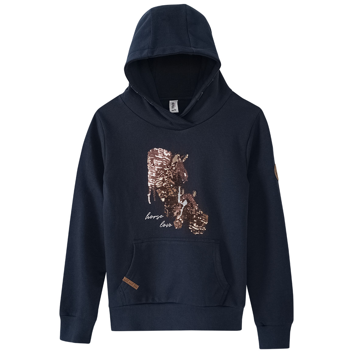 Yigga Mädchen Hoodie mit Pferde-Motiv dunkelblau