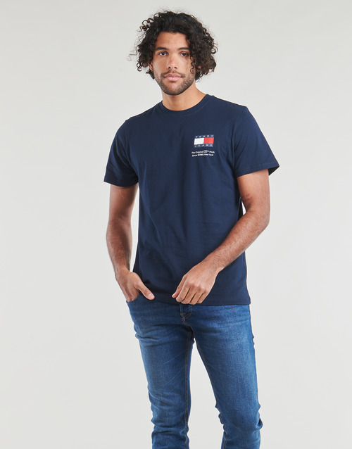 Tommy Jeans - TJM SLIM ESSENTIAL FLAG TEE EXT - Marine