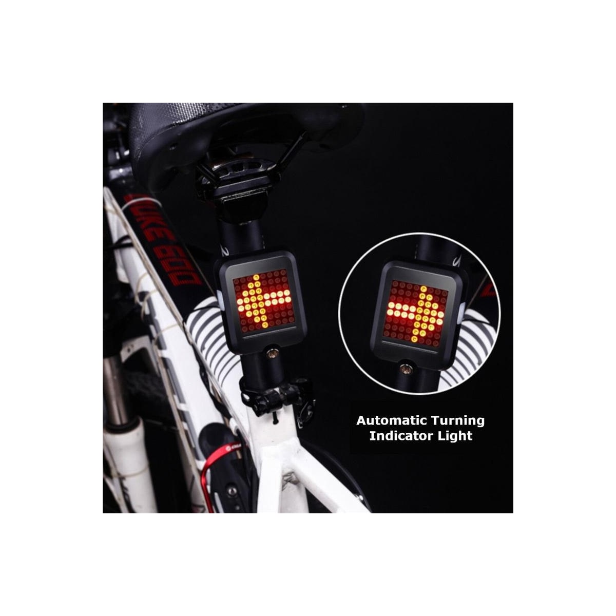 Smart automatisk sykkelbaklys med lasersensor og 64 stk LED
