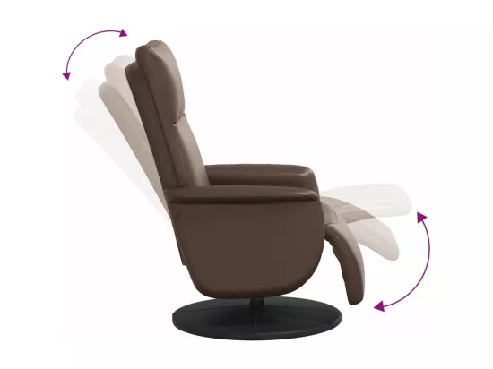 Fauteuil inclinable avec repose-pieds marron similicuir