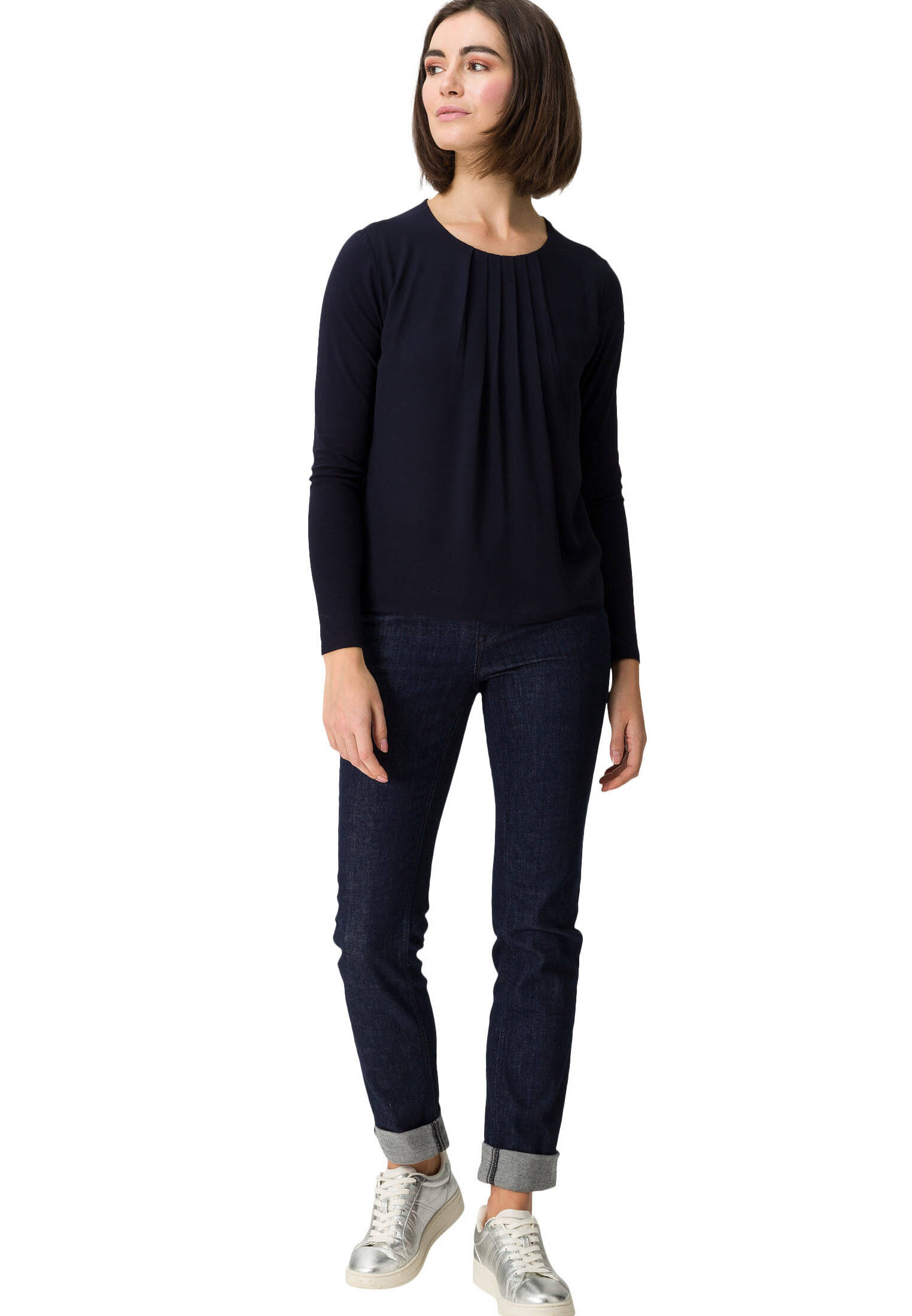 zero| Damen Blusenshirt mit Rundhalsausschnitt