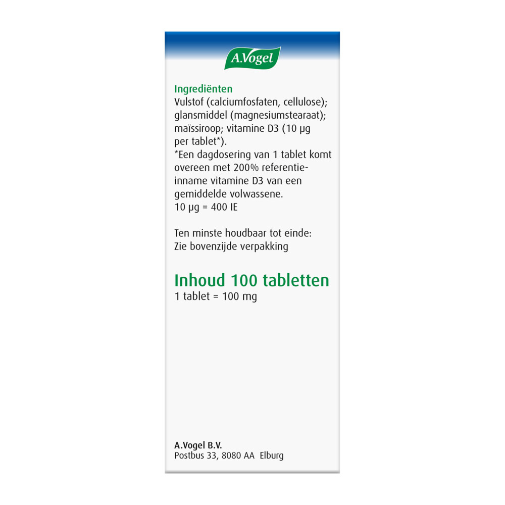 A.Vogel Vitamine D3 10 ug100 tabletten