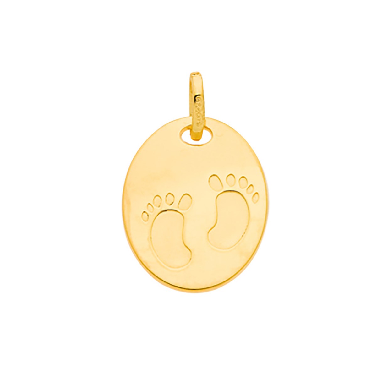 Pendentif Brillaxis plaque ovale avec empreintespetits pieds