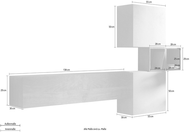 INOSIGN Wohnwand »Infinity, 4tlg. Breite 222 cm, Höhe variabel, Wohnwand« Spar-Set, 4 Stk. tlg.