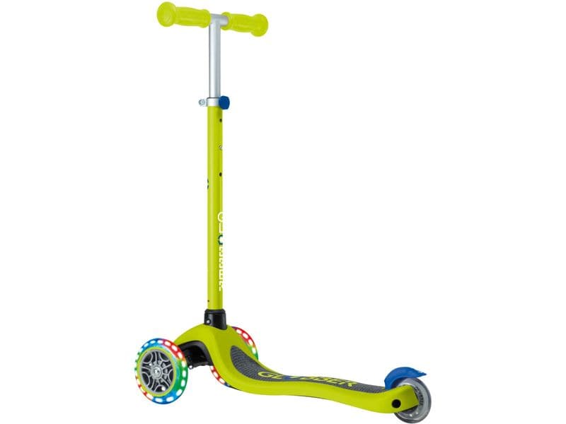 GLOBBER Scooter Primo Lights Limettengrün 3-Rad-Roller mit Beleuchtung für Kinder