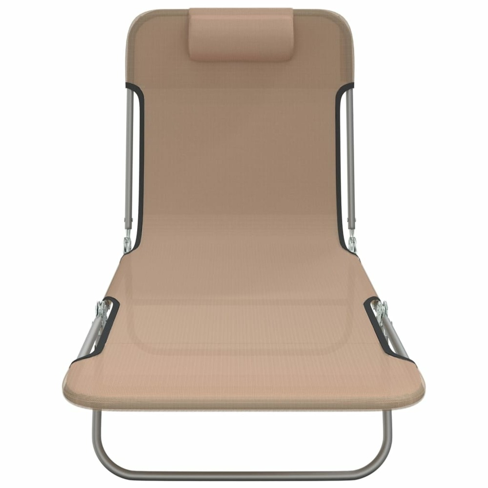 Chaises longues pliables 2 pcs taupe textilène et acier