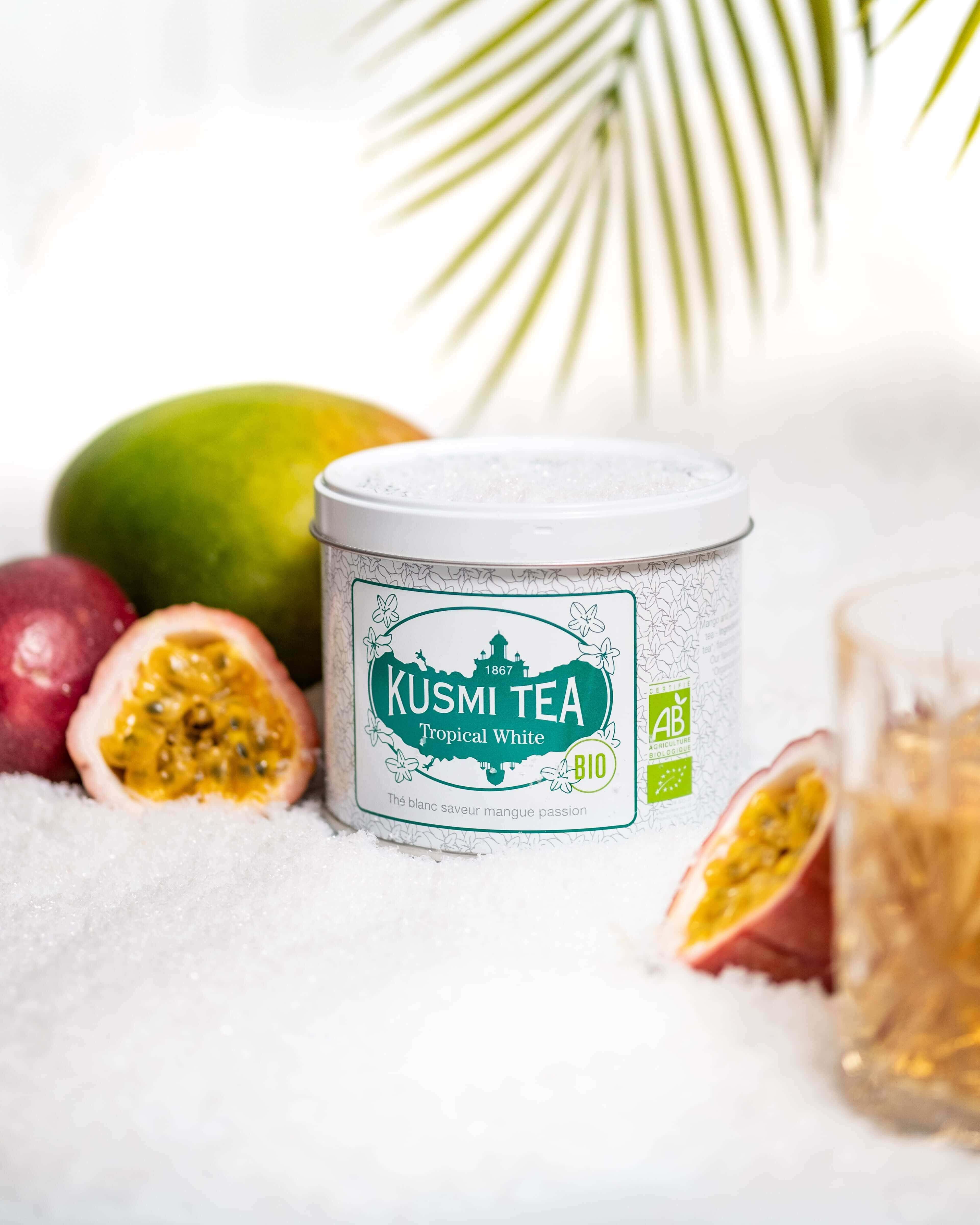 Tropical White-Thé blanc bio, mangue, passion Boîte 90 g